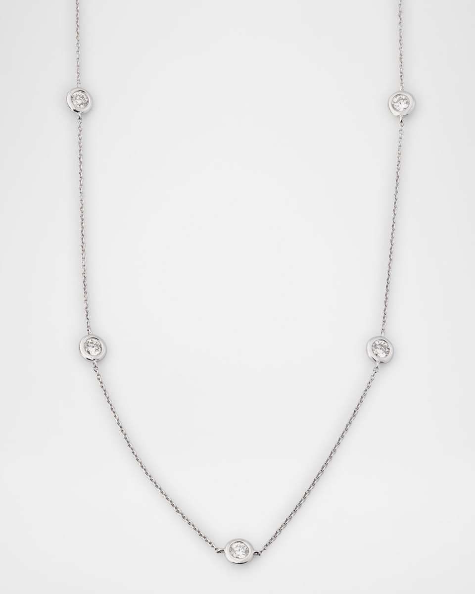 18K White Gold 5 Diamond Dot Necklace, 0.6tcw